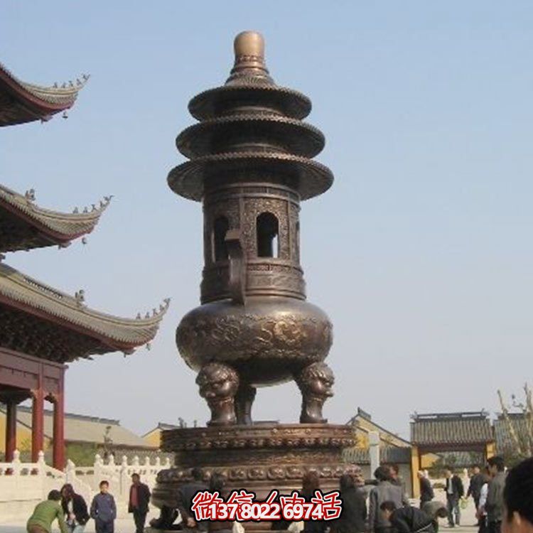 精美鑄銅大型寶蓋香爐，祈福燒香進寶