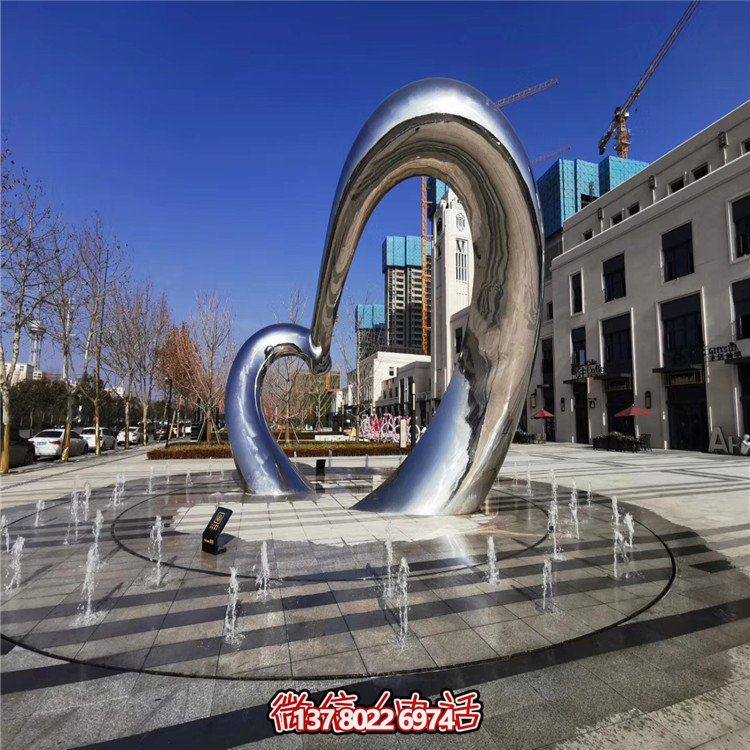 不銹鋼圓形雕塑精致工藝，拋光鏡面，抽象藝術