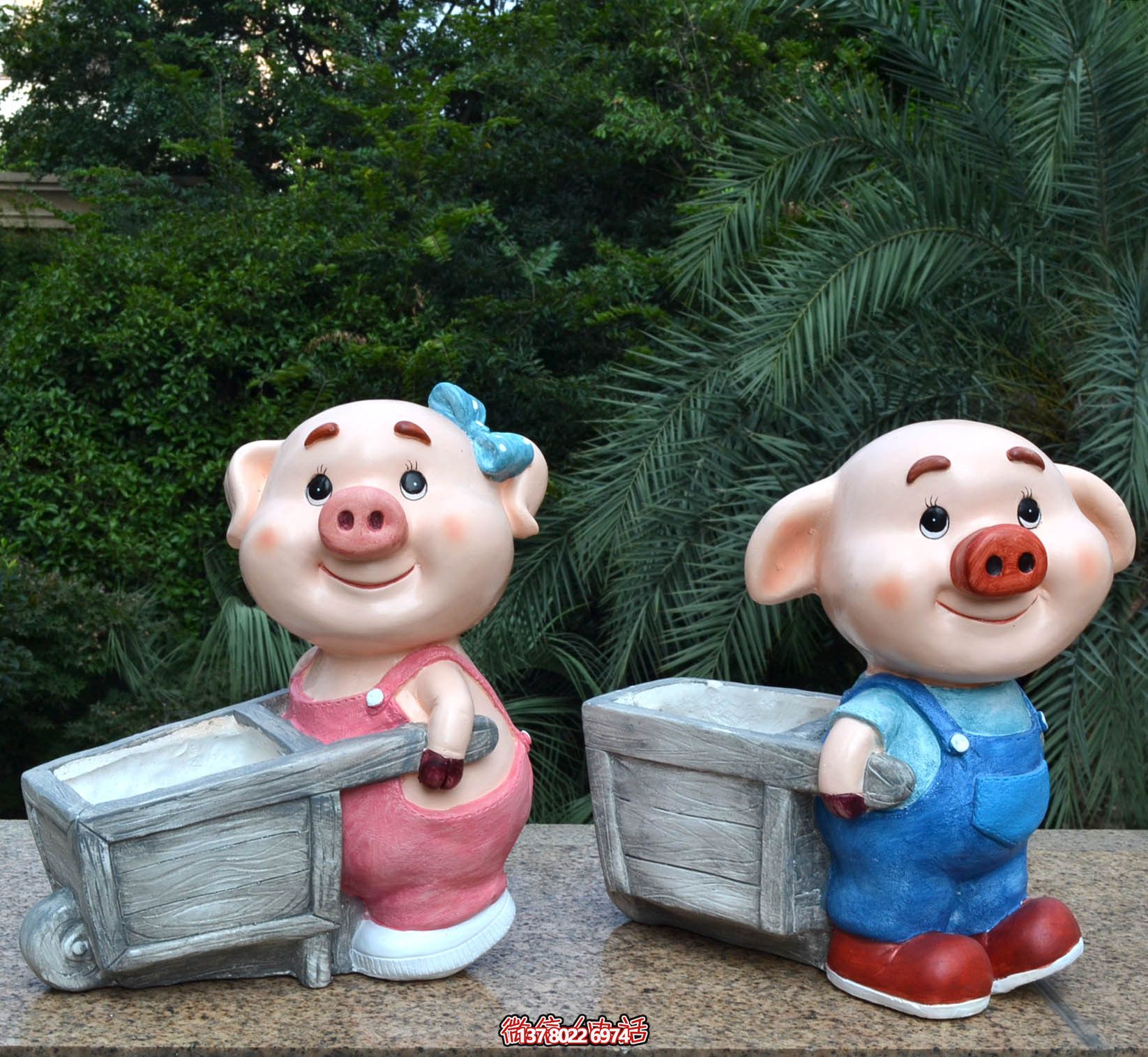 玻璃鋼彩繪雕塑拉車，美化公園景觀