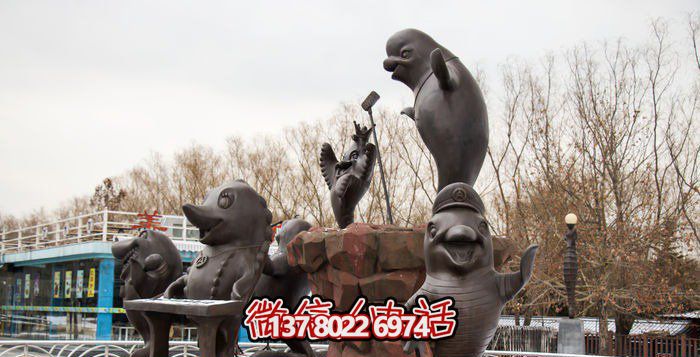 不銹鋼海豚雕塑，個性創意花園裝飾