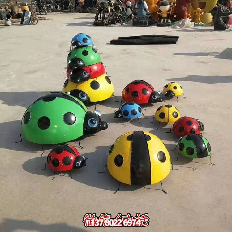 七星仿真玻璃鋼瓢蟲雕塑，園林景觀裝飾