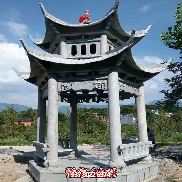 優雅雙層石雕涼亭，給您的園林添彩