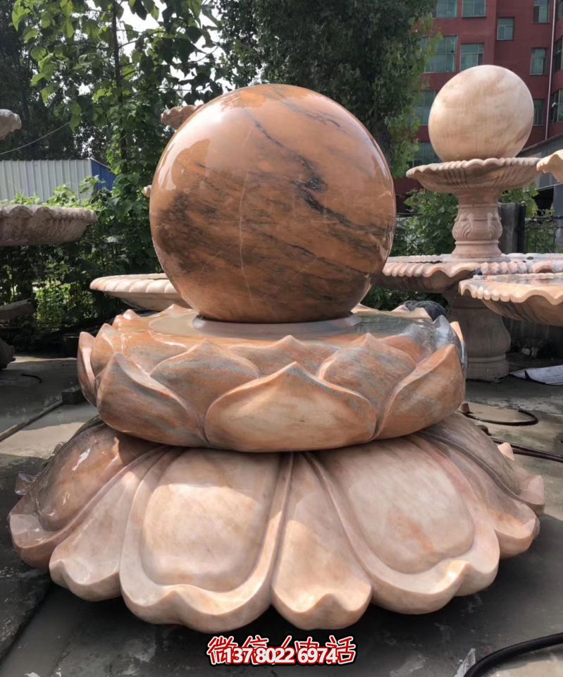 萬(wàn)象景觀石雕——融合晚霞紅、蓮花風(fēng)水球、雕塑別墅，讓您的景觀更加美麗