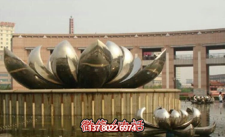 不銹鋼荷花雕塑，美化家園，增添小區公園戶外環境