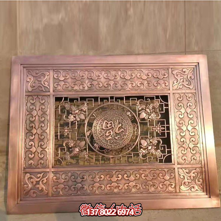 集酒店庭院裝飾黃銅鍛造、鏤空中式壁畫雕塑于一體的藝術裝飾