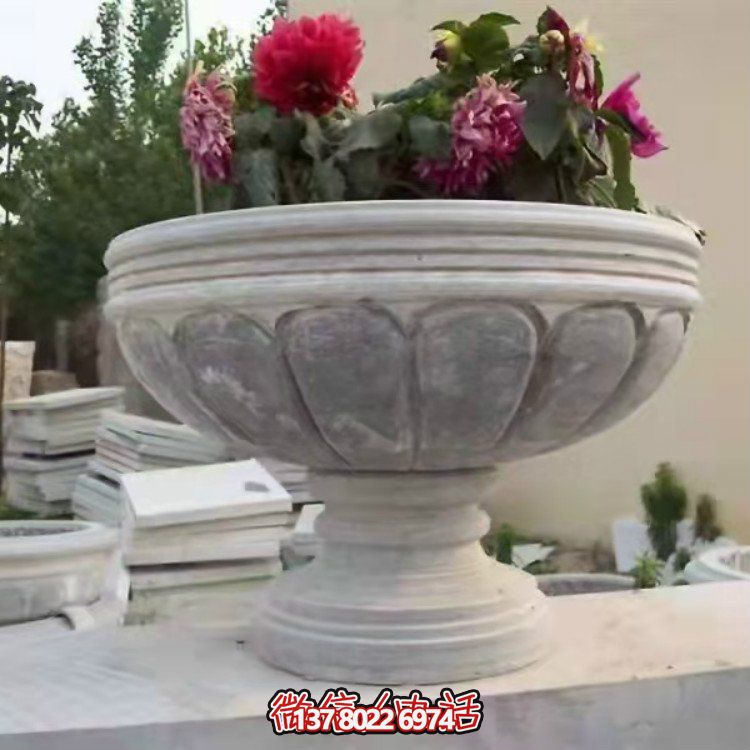 精美大理石石雕花缽，讓您的別墅、小區(qū)、戶外更加美觀