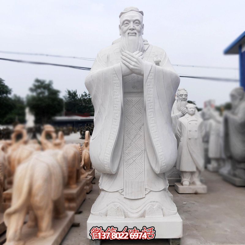 漢白玉孔子雕塑傳承中華文化，融入創意景區