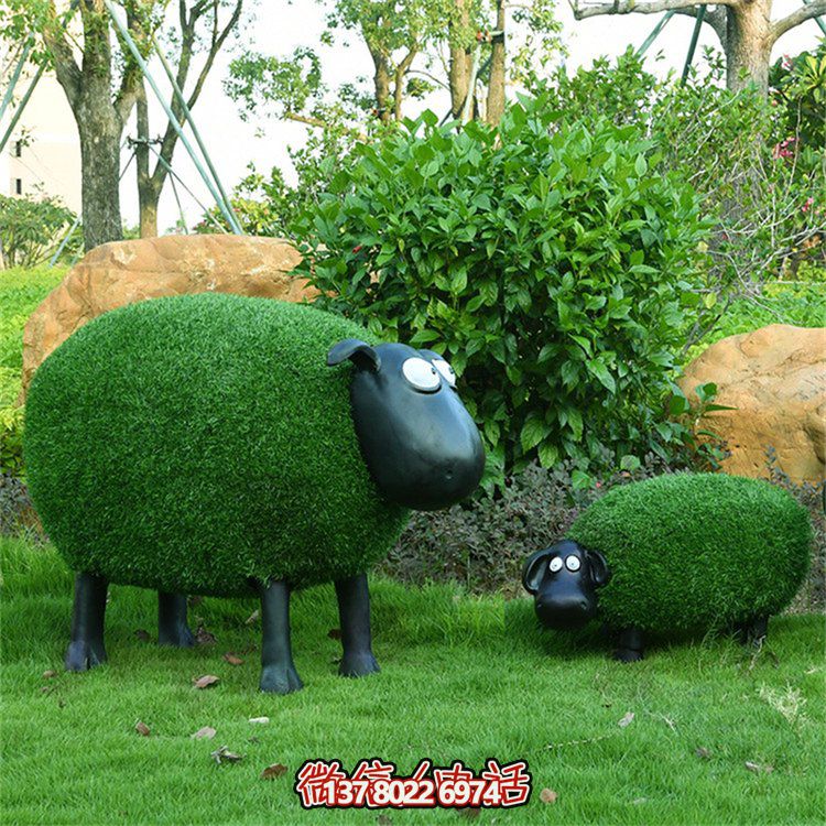 肖恩羊雕塑玻璃鋼綠植裝置