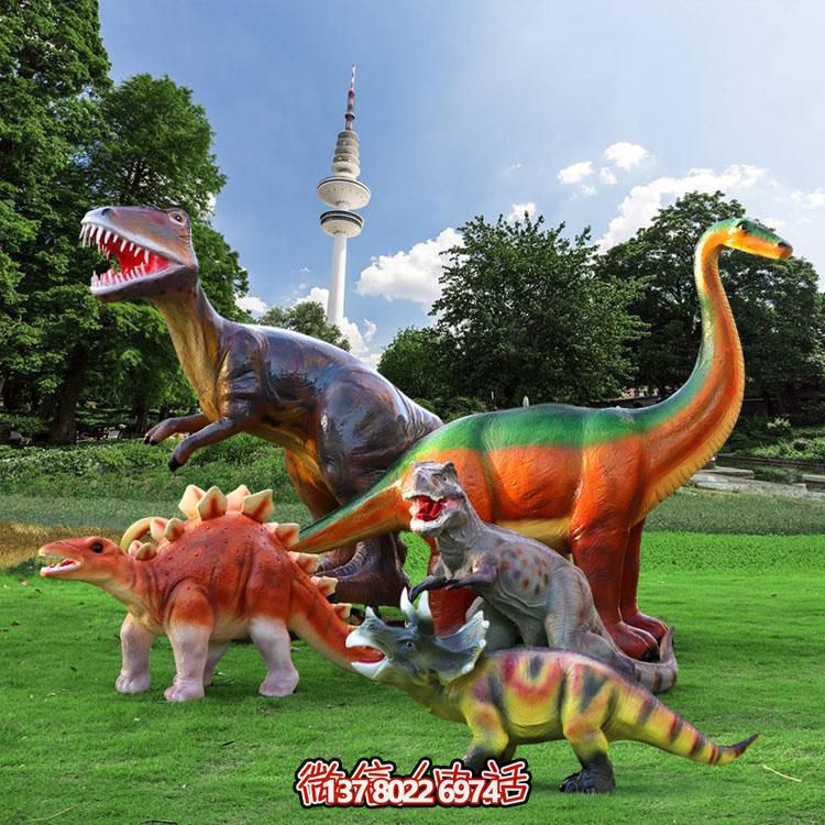 創意恐龍玻璃鋼擺件，裝飾園林景觀與游樂場