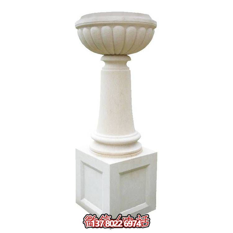 白砂巖石雕花盆，精美偶見(jiàn)