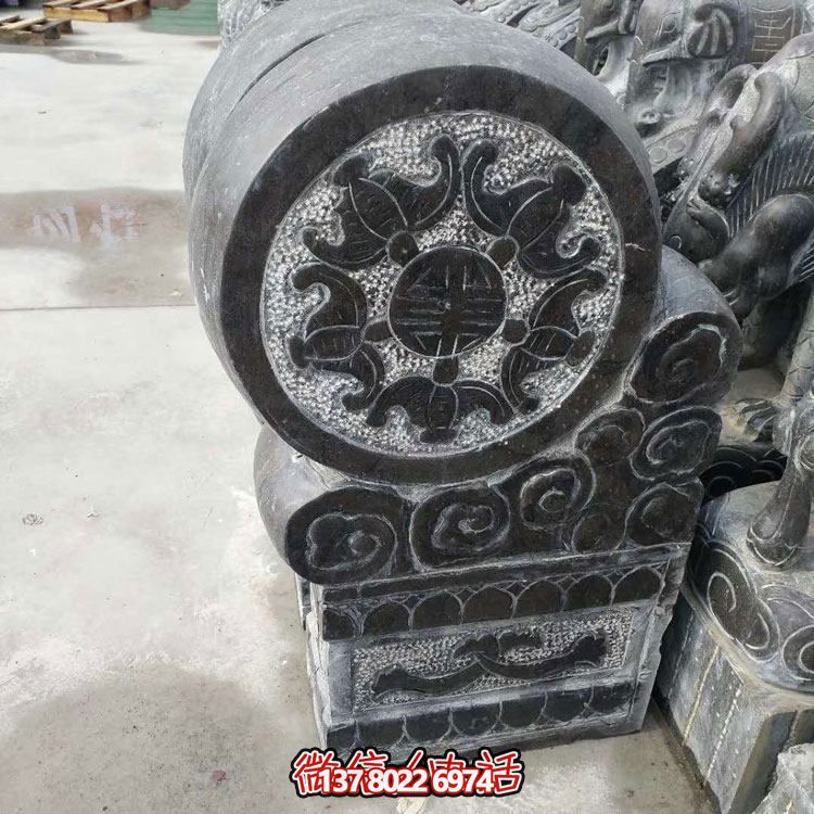 精美青石浮雕抱鼓石雕塑，點(diǎn)綴門口庭院