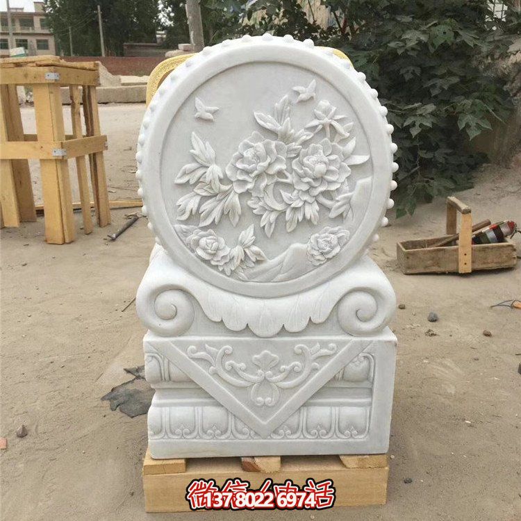 經(jīng)典石雕藝術(shù)，漢白玉石雕大理石門(mén)口門(mén)墩鎮(zhèn)宅鼓抱雕塑戶外裝飾