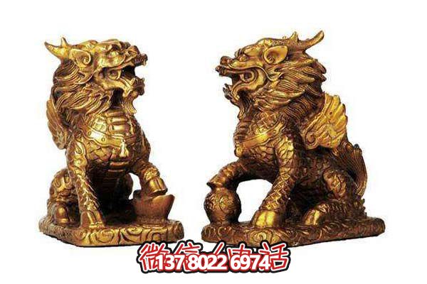 【不銹鋼鎏金麒麟雕塑——創意室內商廈裝飾】