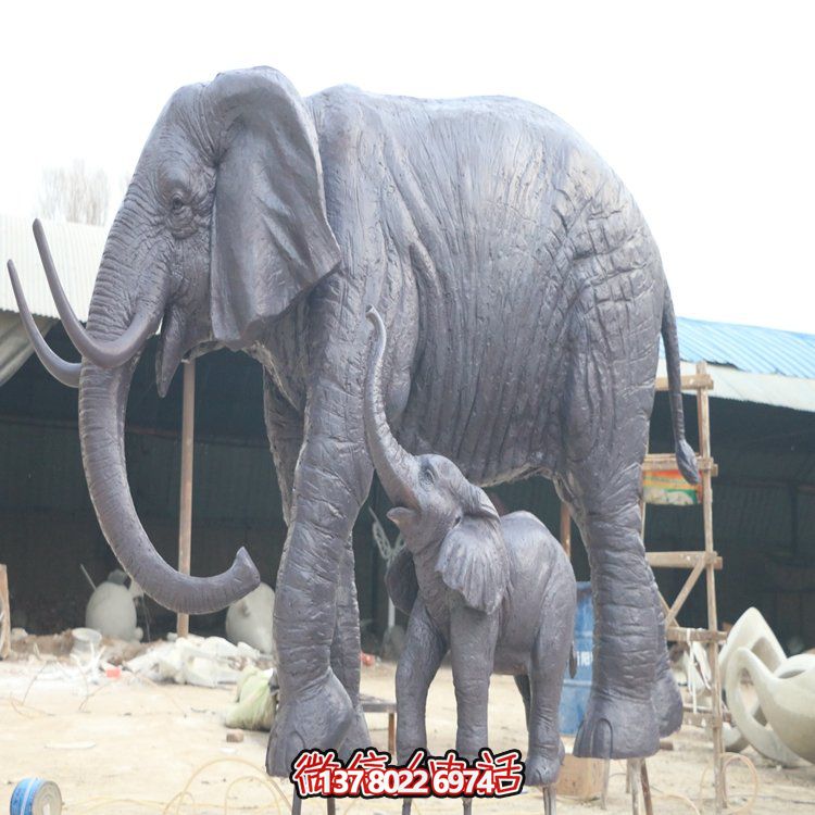 玻璃鋼母子象，大象雕塑