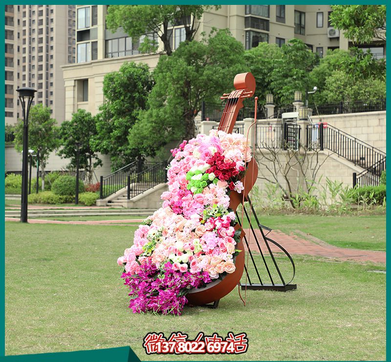 戶外公園創(chuàng)意玻璃彩繪大提琴雕塑 戶外公園創(chuàng)意玻璃彩繪大提琴雕塑