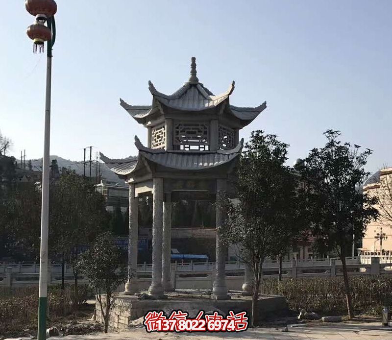 村莊戶(hù)外景觀雙層鏤空仿古建涼亭休息座椅石雕 村莊戶(hù)外景觀雙層鏤空仿古建涼亭休息座椅石雕