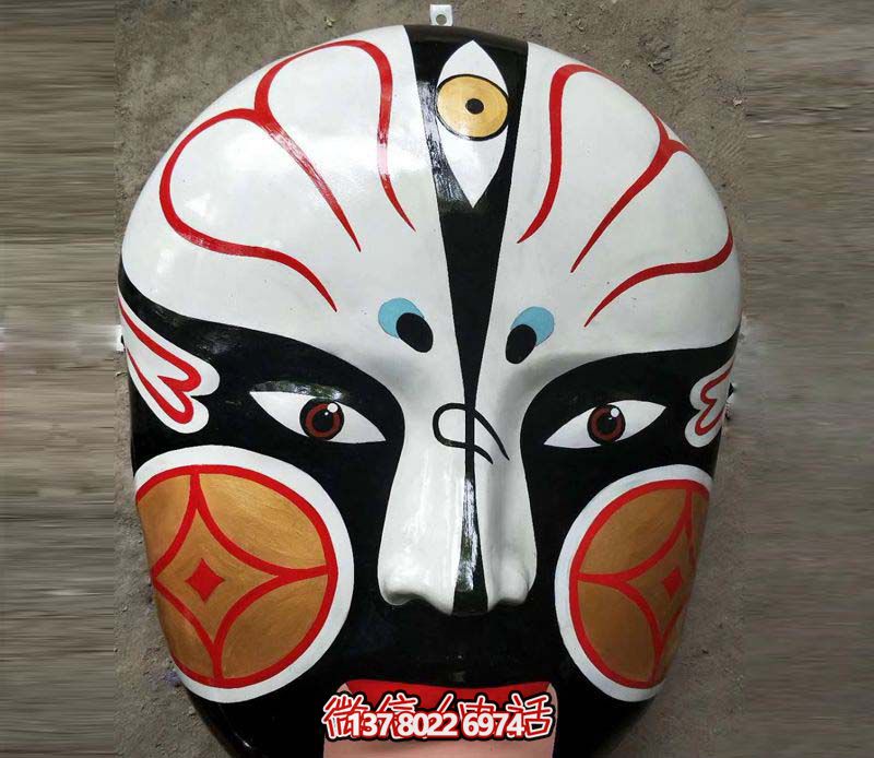 玻璃鋼彩繪創意墻上的臉譜雕塑 玻璃鋼彩繪創意墻上的臉譜雕塑