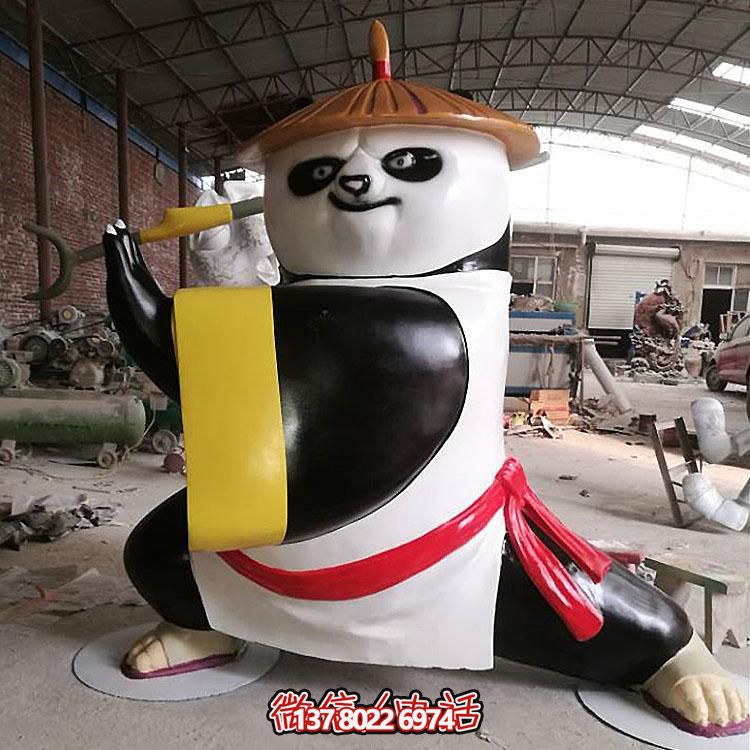 玻璃鋼彩繪功夫熊貓卡通貝殼美人魚模型戶外廣場(chǎng)創(chuàng)意動(dòng)物擺件