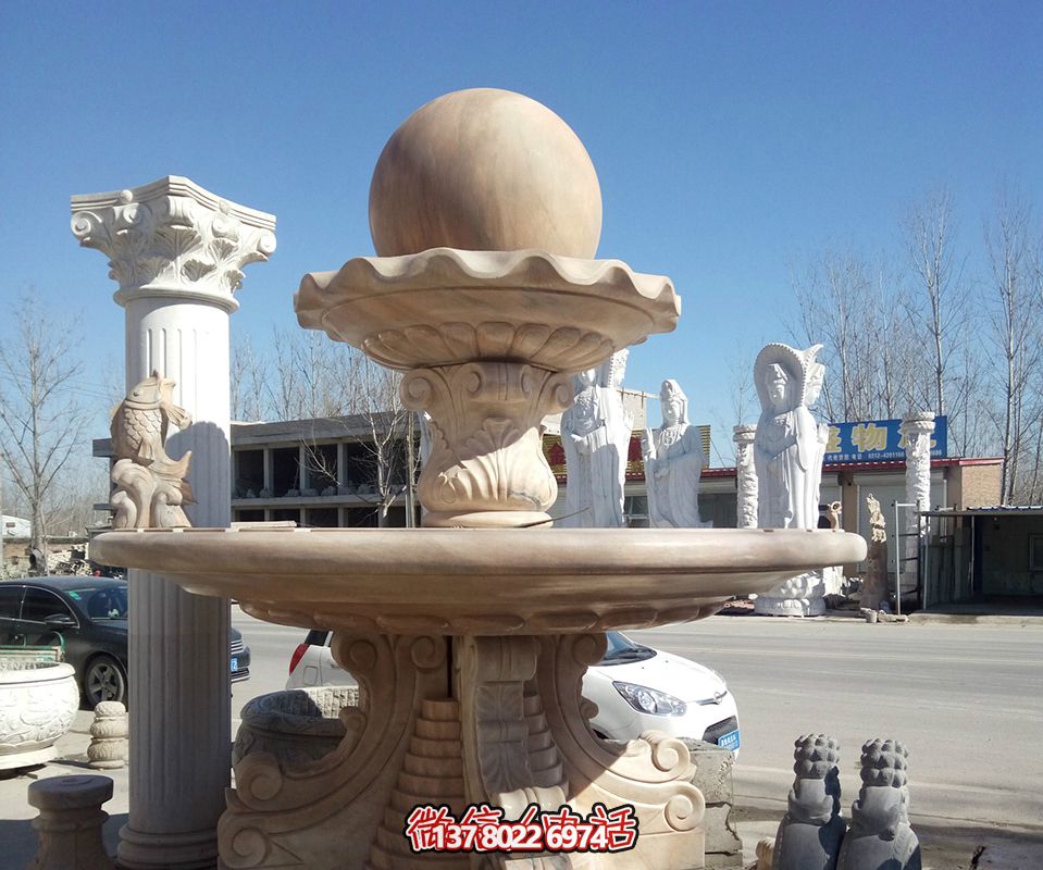 漢白玉大型風水球噴泉雕塑 漢白玉大型風水球噴泉雕塑
