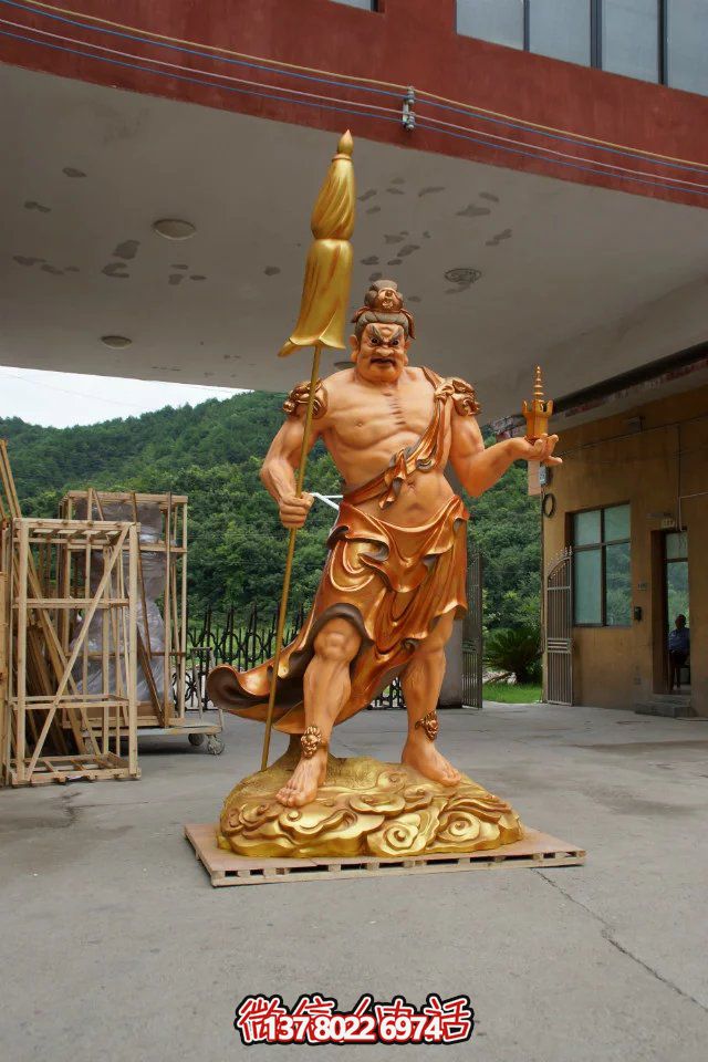 景區(qū)寺廟大型玻璃鋼鎏金天王雕塑