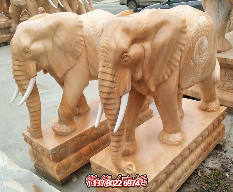 黃蠟石石雕戶(hù)外園林景觀大象雕塑 黃蠟石石雕戶(hù)外園林景觀大象雕塑