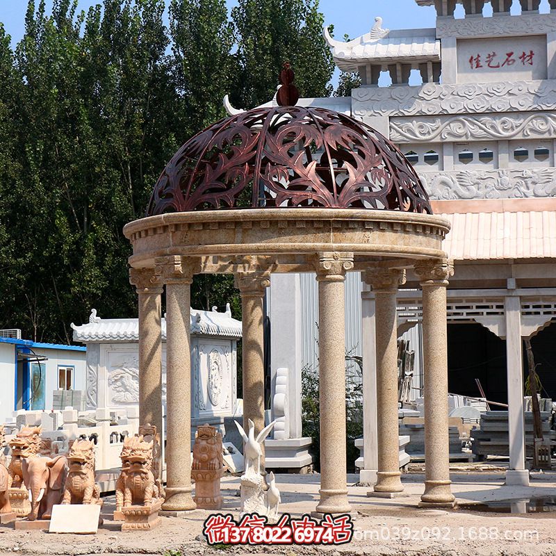 花鋼巖羅馬柱圓形樹(shù)葉鏤空鐵藝涼亭雕塑 花鋼巖羅馬柱圓形樹(shù)葉鏤空鐵藝涼亭雕塑