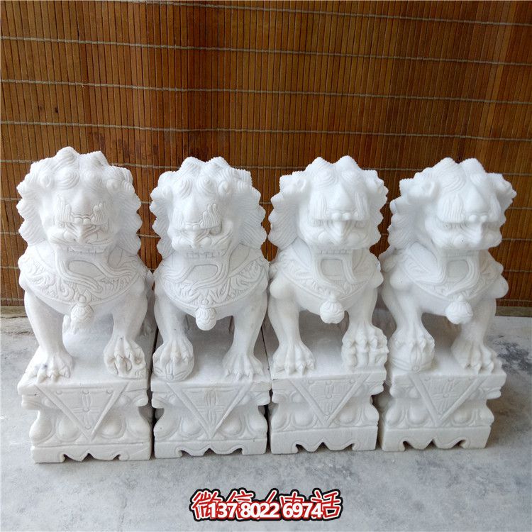 庭院漢白石石雕小型獅子雕塑 庭院漢白石石雕小型獅子雕塑