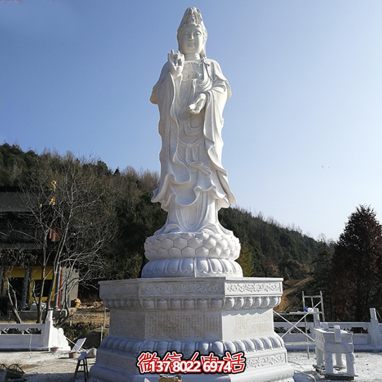 觀音佛像，漢白玉滴水觀音石雕石像