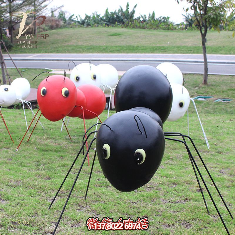 兒童校園擺放卡通黑紅白螞蟻群玻璃鋼雕塑 兒童校園擺放卡通黑紅白螞蟻群玻璃鋼雕塑