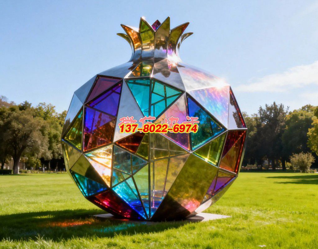 《晶簇同心?榴韻華章》：不銹鋼景觀(guān)雕塑凝萃石榴意象，織就民族團(tuán)結(jié)的絢爛符號(hào)